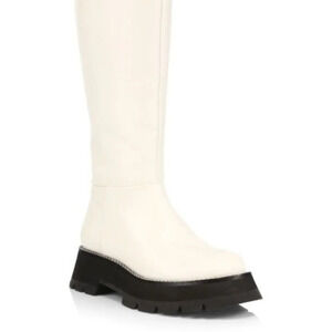 3.1 Phillip Lim Kate Lug Sole Knee High Boots in Bone/Black. Sz: EU 36/US 6